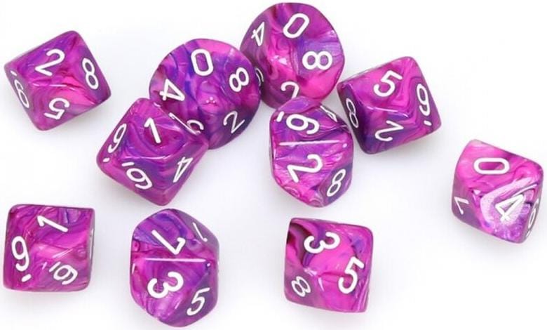 10 D10 Festive Dice Violet with White - CHX27257 - Abyss Game Store