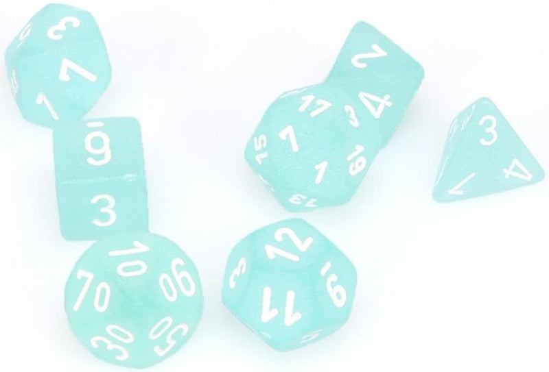 7 Polyhedral Dice Set Frosted Teal / White - CHX27405