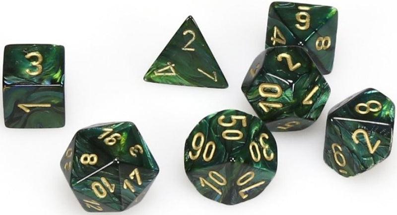 7 Polyhedral Dice Set Scarab Jade / Gold - CHX27415