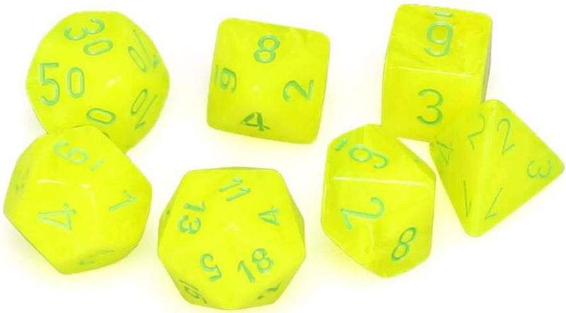 7 Polyhedral Dice Set Vortex Yellow with Green - CHX27422