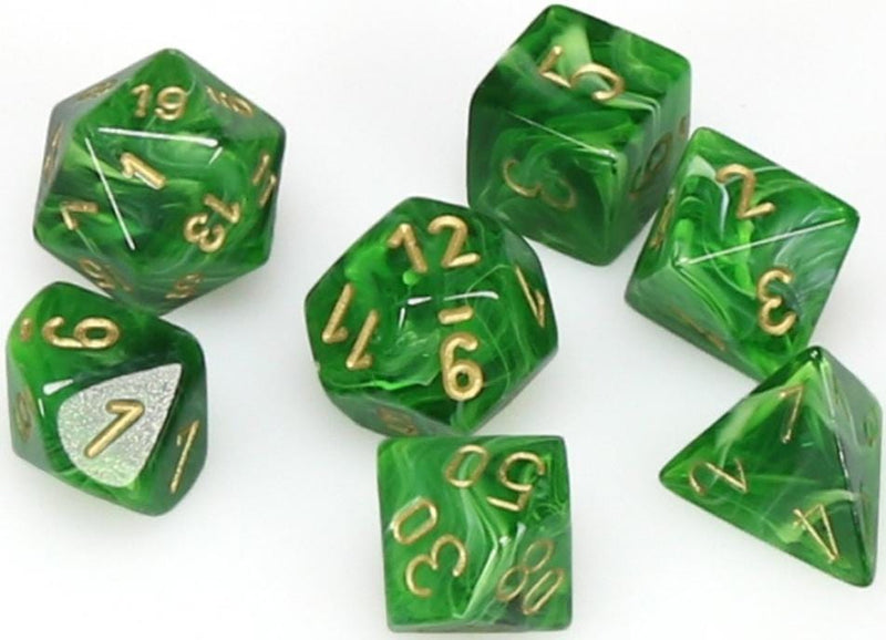 7 Polyhedral Dice Set Vortex Green / Gold - CHX27435