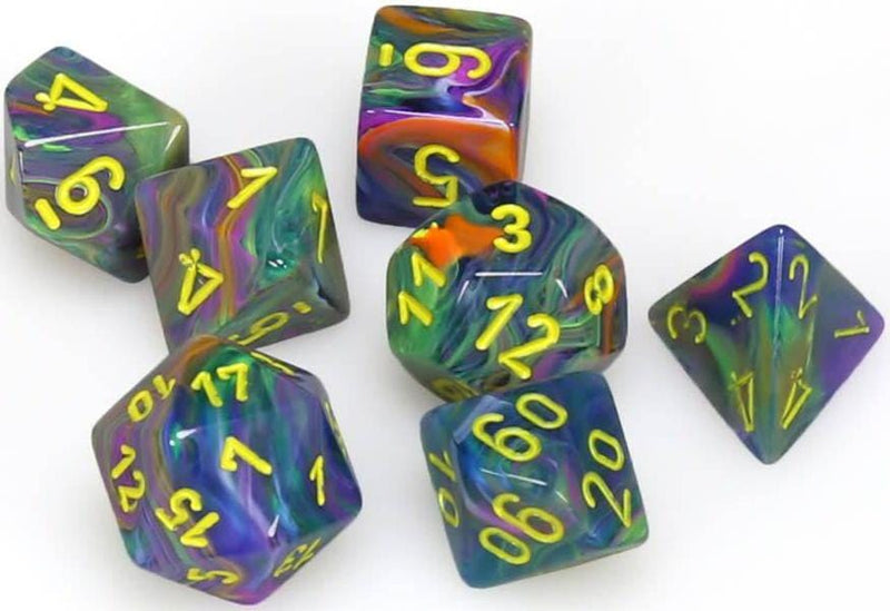7 Polyhedral Dice Set Festive Rio with yellow - CHX27449
