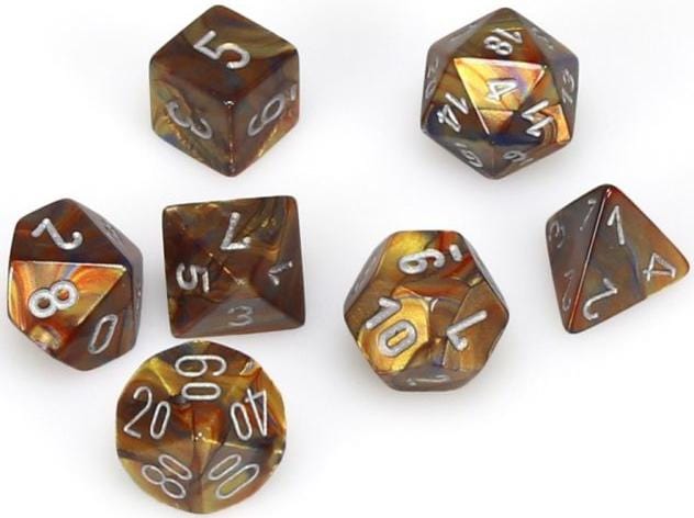 7 Polyhedral Dice Set Lustrous Gold / Silver - CHX27493