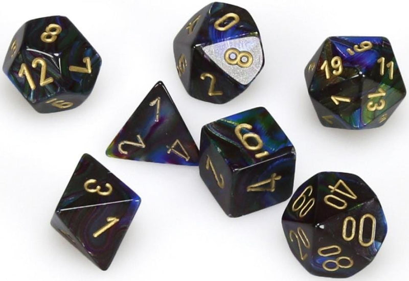 7 Polyhedral Dice Set Lustrous Shadow / Gold - CHX27499