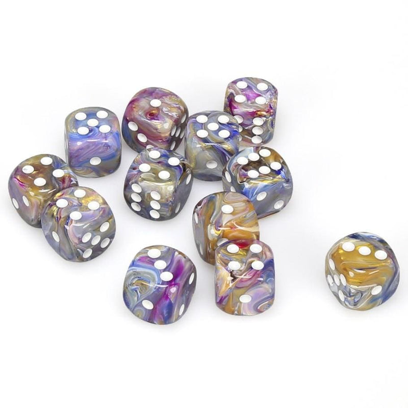 12 D6 Festive 16mm Dice Carousel w/White - CHX27640 - Abyss Game Store