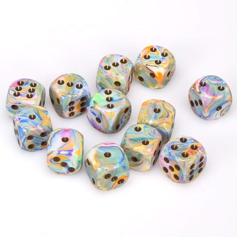 12 D6 Festive 16mm Dice Vibrant w/Brown - CHX27641 - Abyss Game Store