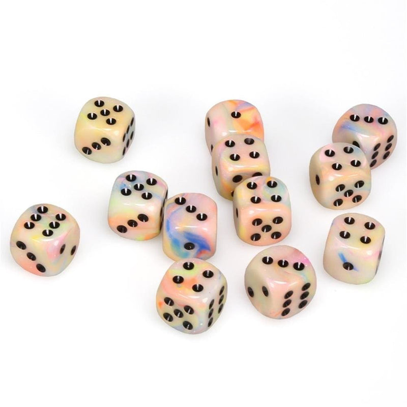 12 D6 Festive 16mm Dice Circus w/black - CHX27642 - Abyss Game Store