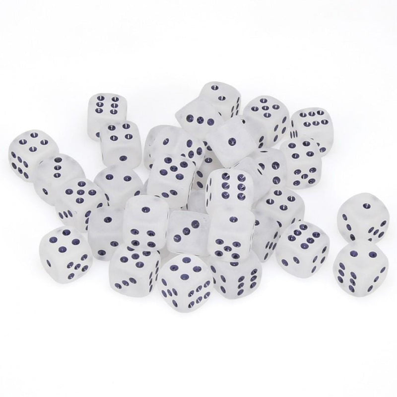 36 D6 Frosted 12mm Dice Clear /black - CHX27801
