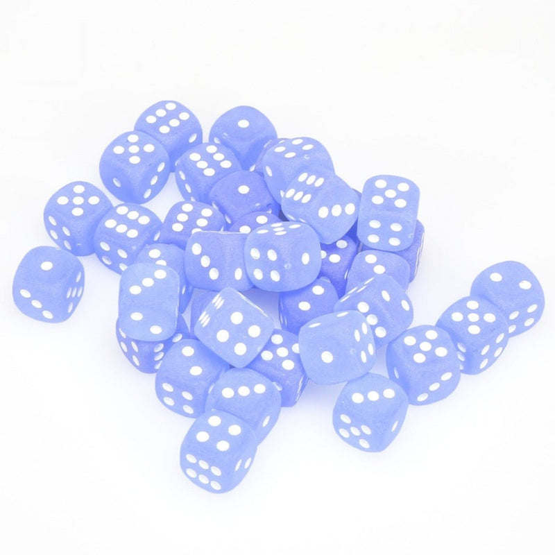 36 D6 Frosted 12mm Dice Blue /white - CHX27806