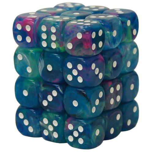 36 D6 Festive 12mm Dice Waterlily with White - CHX27946