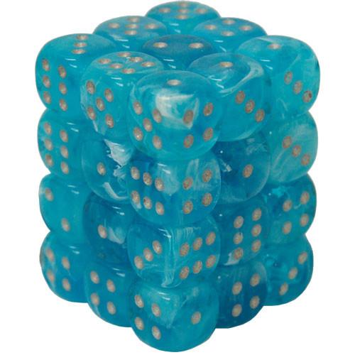 36 D6 Luminary 12mm Dice Sky with Silver - CHX27966