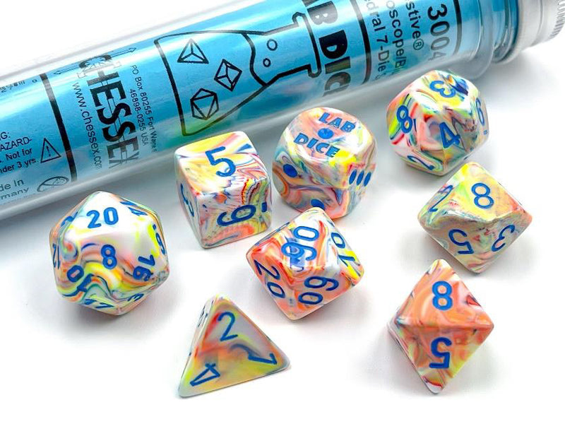 7 Polyhedral Dice Set Festive Kaleidoscope / Blue - CHX30047