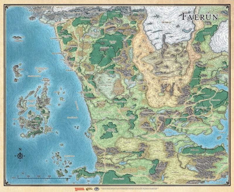 D&D: Game Mat - Sword Coast Adventure's Guide Faerun Map