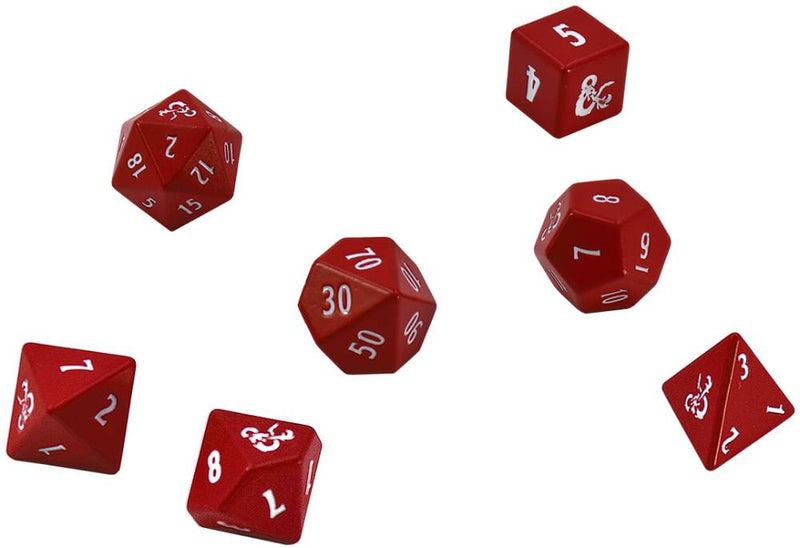 7 Polyhedral Dice Set Heavy Metal D&D Red/White - UP18395
