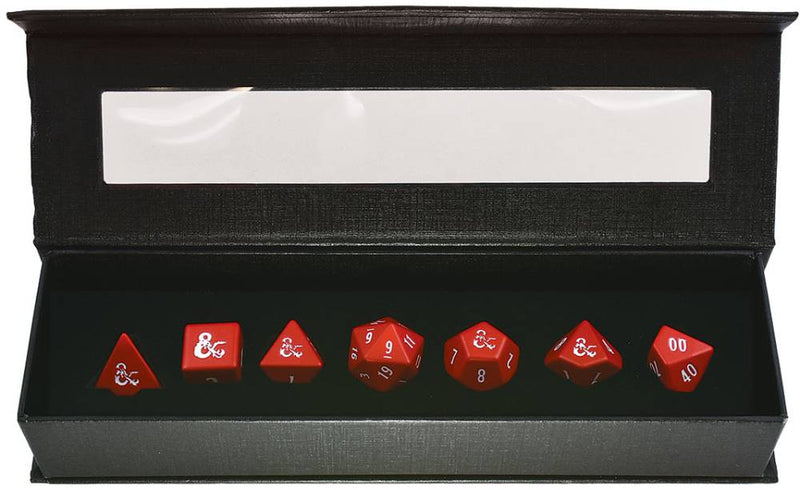 7 Polyhedral Dice Set Heavy Metal D&D Red/White - UP18395