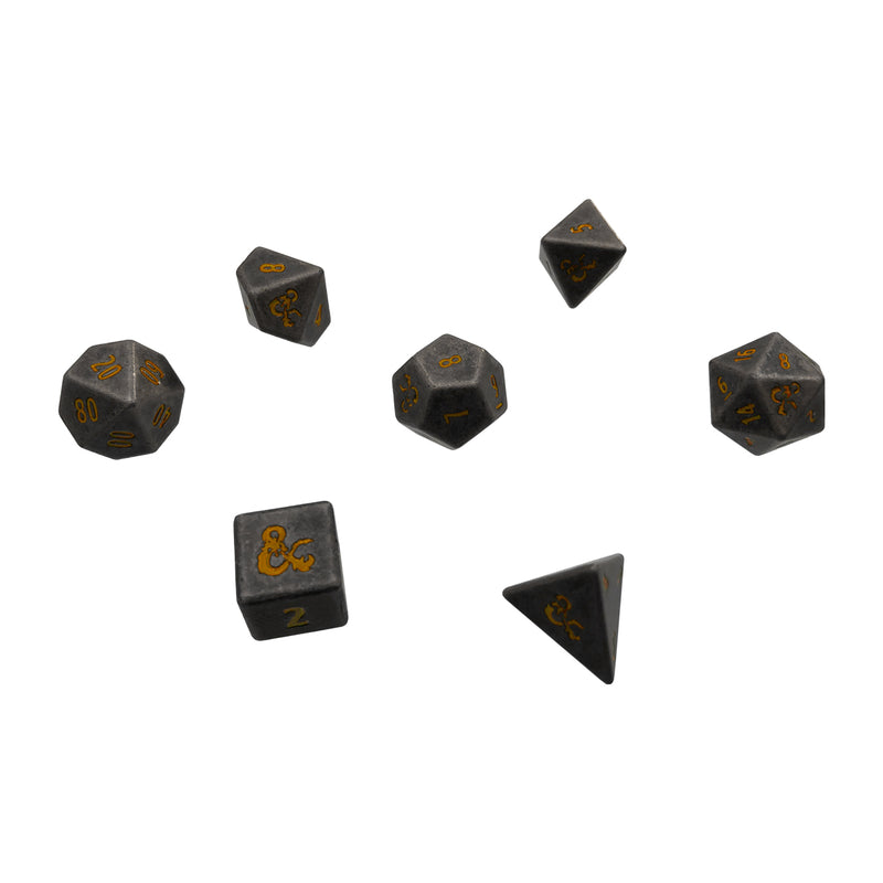 7 Polyhedral Dice Set Heavy Metal D&D Realmspace Grey/Orange - UP19408