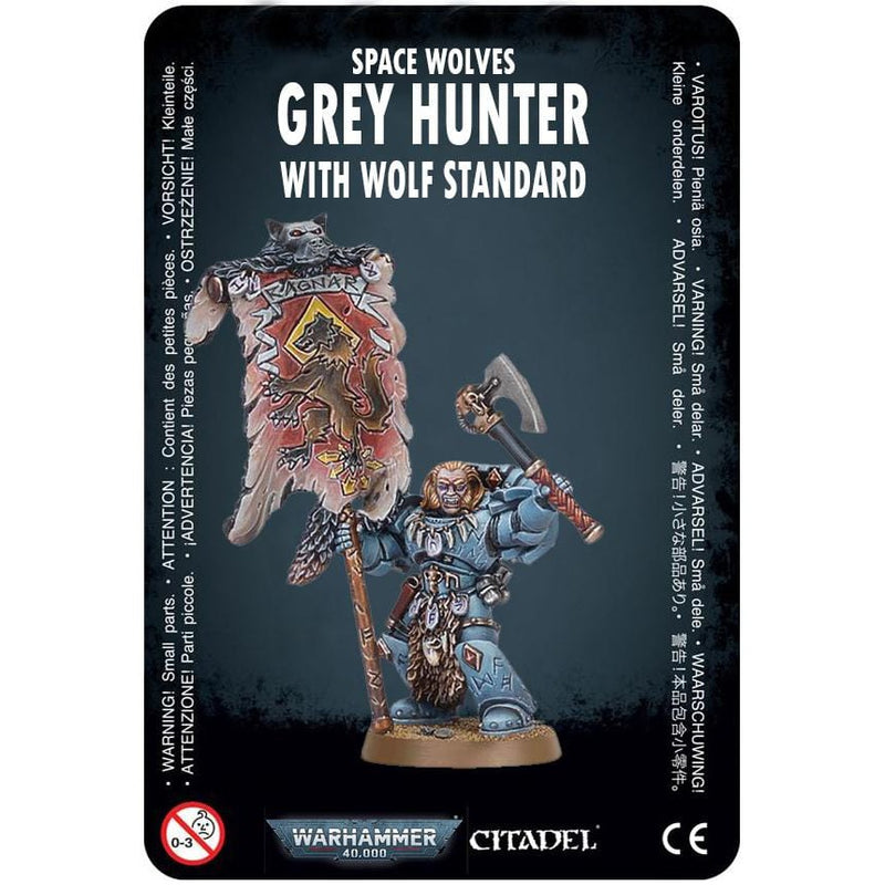 Space Wolves Grey Hunter with Wolf Standard ( 1025-N )
