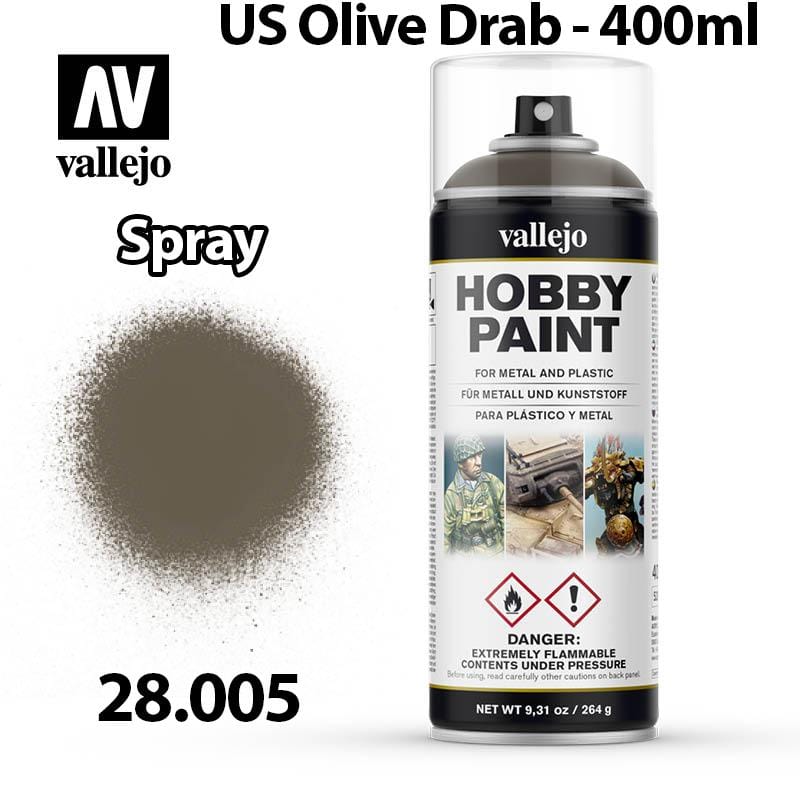 Vallejo Hobby Spray Paint - US Olive Drab 400ml - Val28005